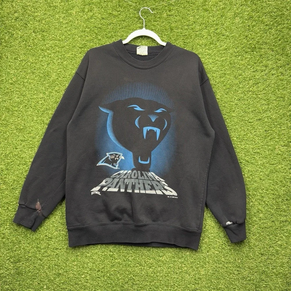 Vintage Carolina Panthers Sweatshirt Mens Large 1993 Nutmeg NFL Crewneck 90s